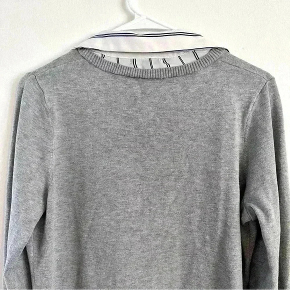Adrianna‎ Papell Sweater Women's Large Layered V-Neck Grey Ivory Formal Casual - Picture 10 of 15